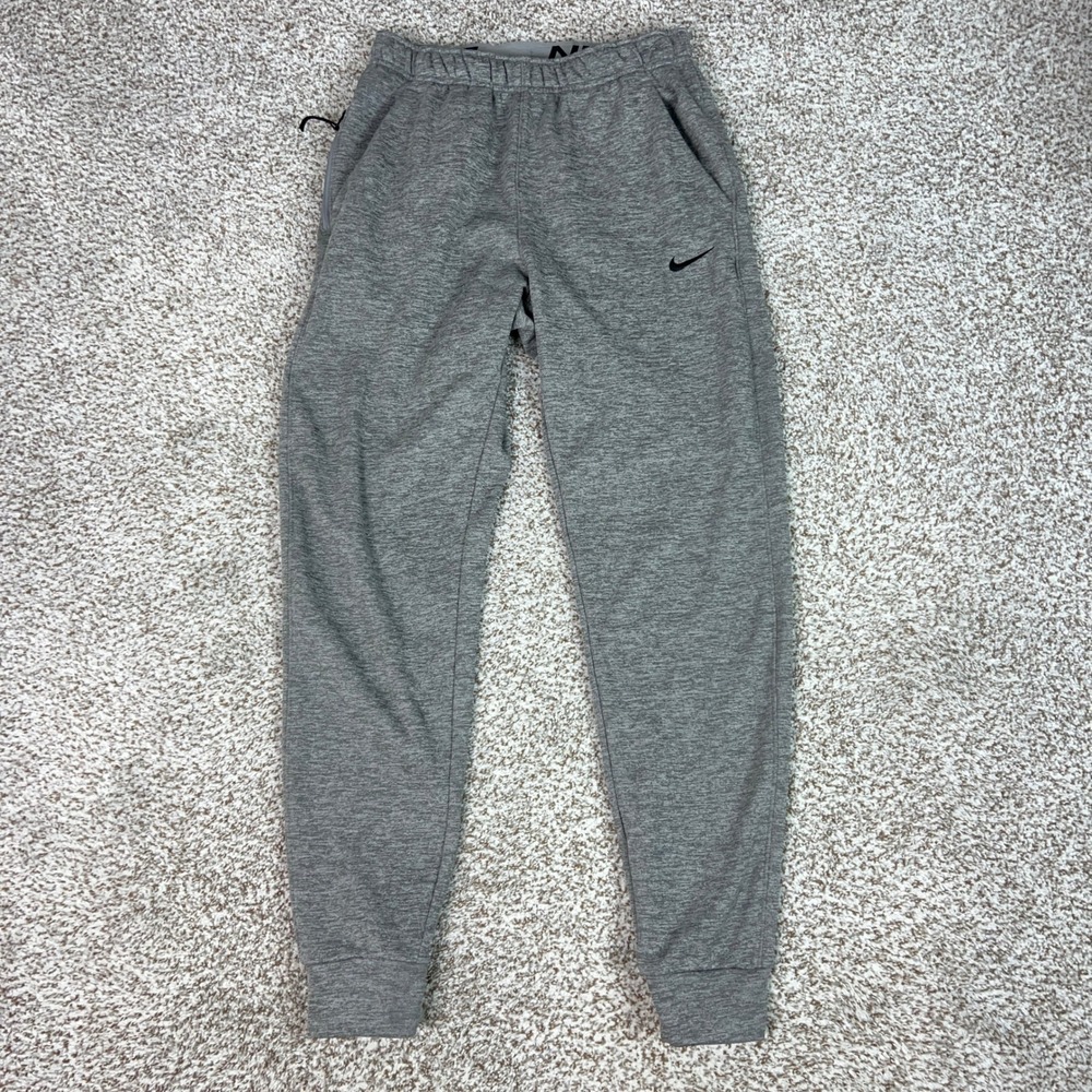 Nike Pants Mens Small Tall Gray Therma FIT Tapered Sweatpants Gym Workout Sports